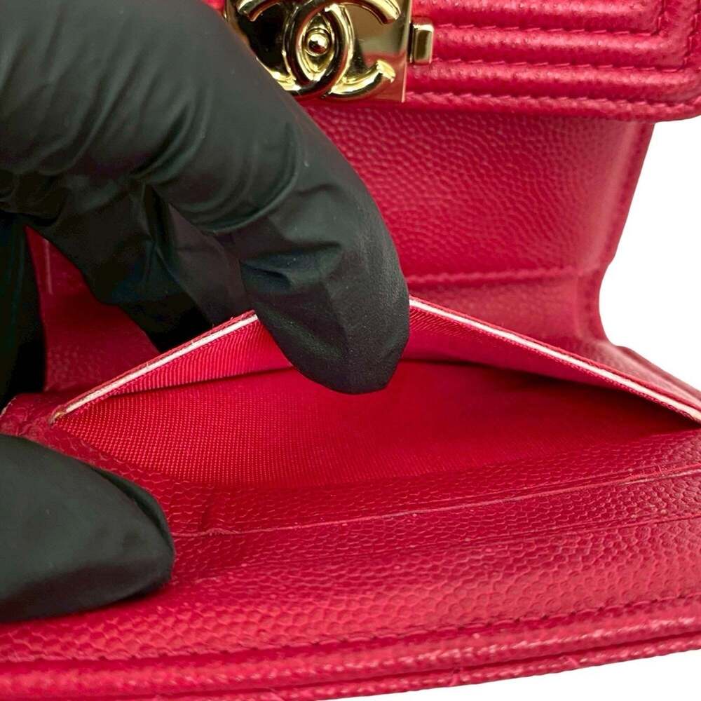 CHANEL Authentic Pink Caviar Leather Logo Wallet - Picture 9 of 10